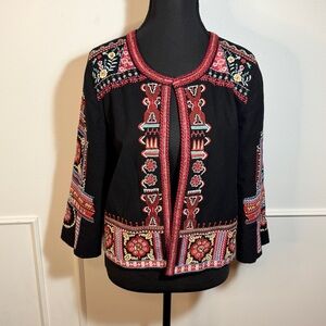 Sz Small, Anthropologie Abstract W/Beading Embroidered Jacket Bohemian